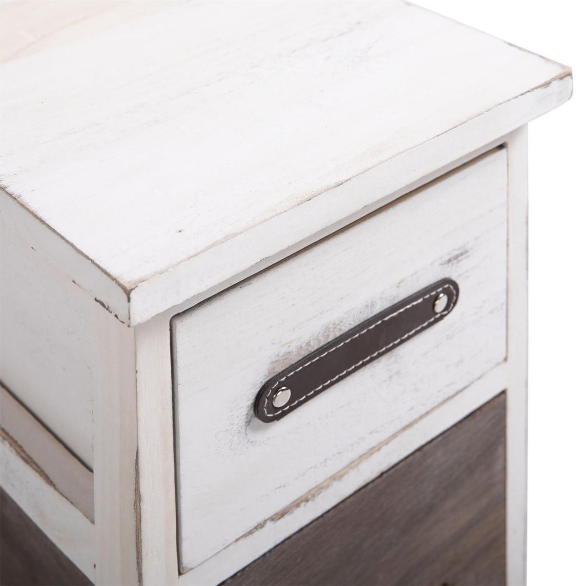 IDIMEX Chiffonnier PADUA en bois, 3 tiroirs, blanc et brun