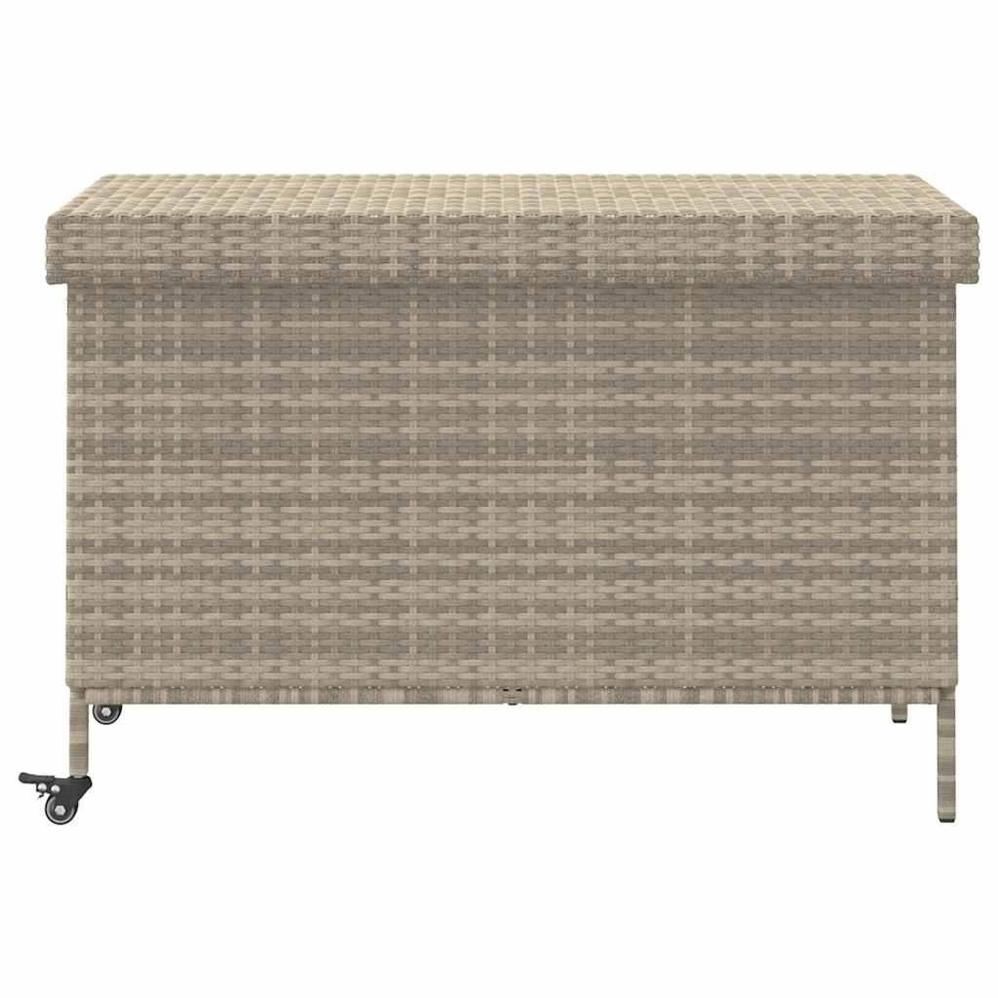 Voir la diapositive 4 : VIDAXL Boîte de rangement de jardin et roues gris clair resine tressee