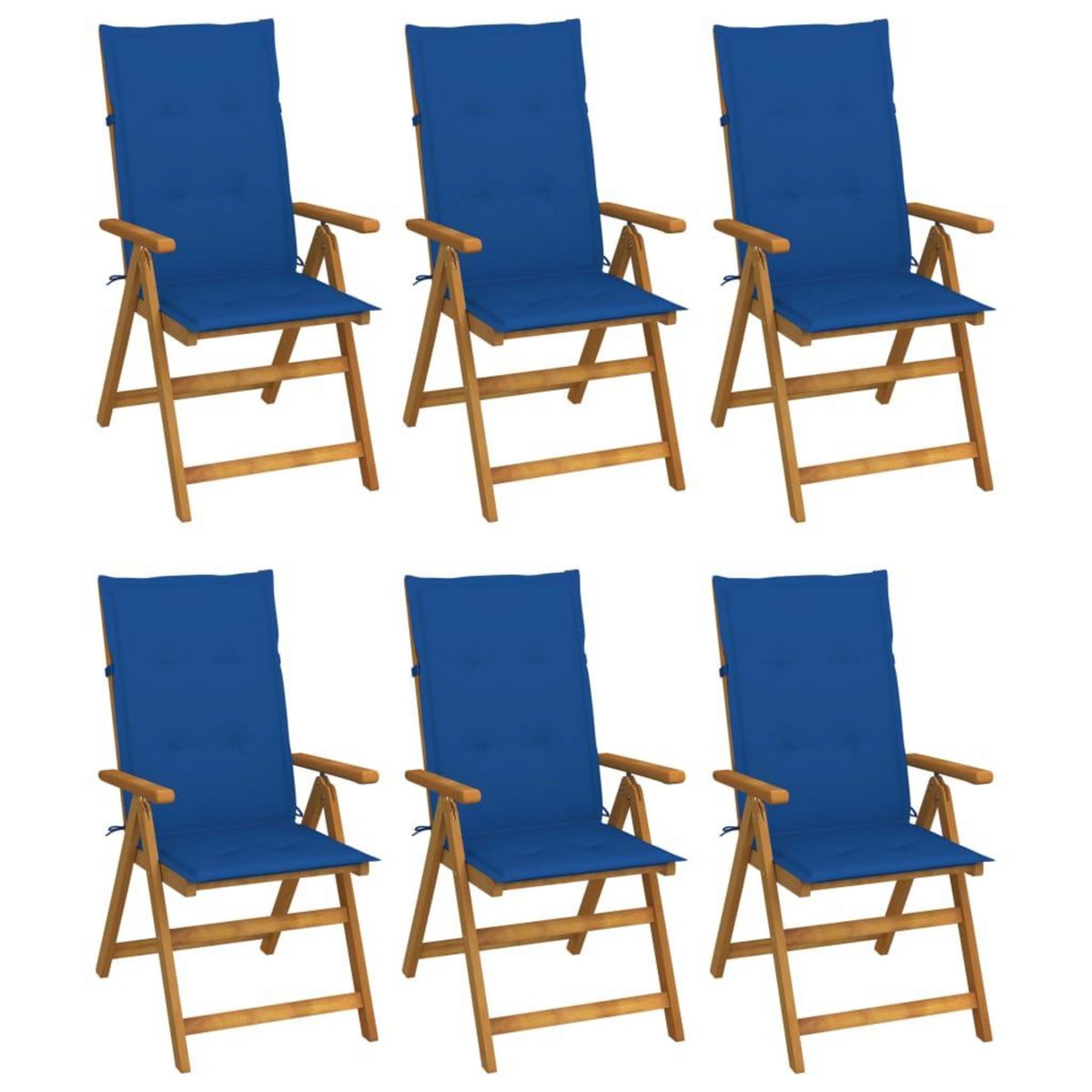 VIDAXL Chaises pliables de jardin lot de 6 avec coussins Bois d'acacia