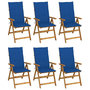 Voir la diapositive 1 : VIDAXL Chaises pliables de jardin lot de 6 avec coussins Bois d'acacia