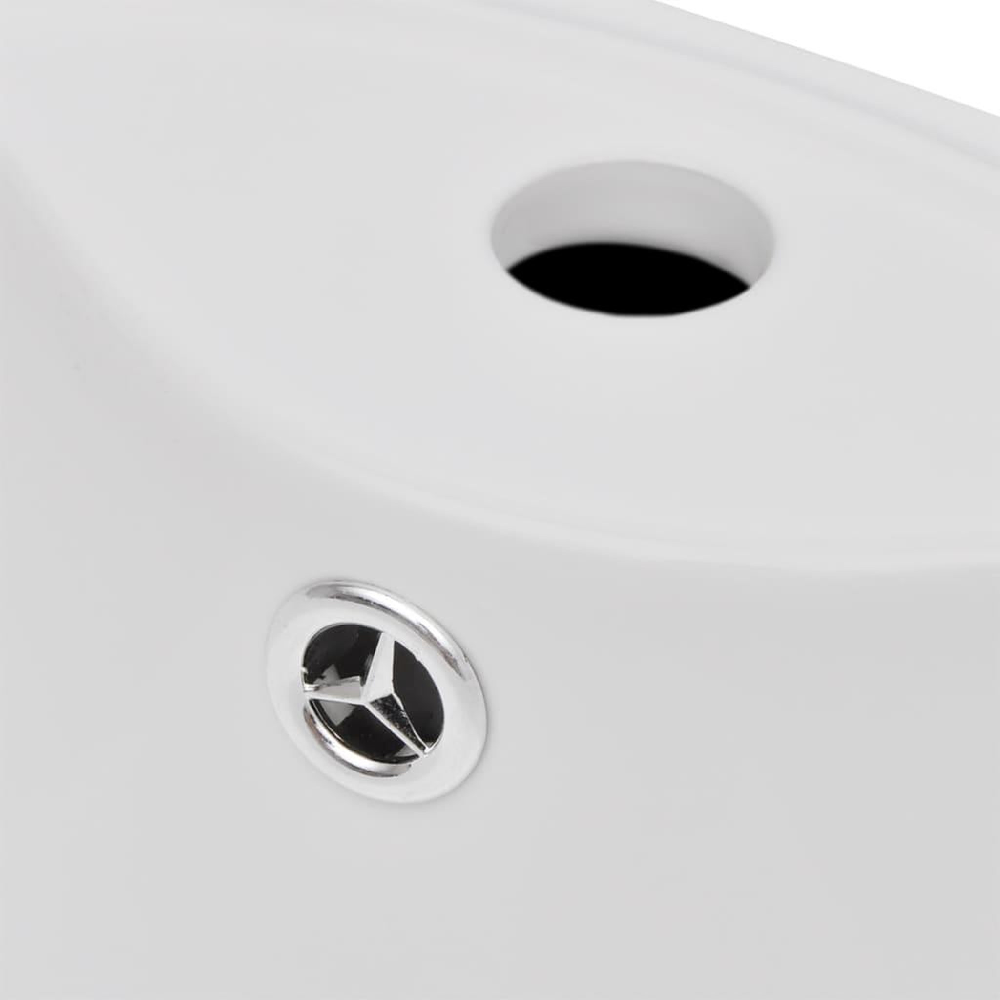 Voir la diapositive 4 : VIDAXL Vasque a trou de trop-plein/robinet ceramique Blanc pour salle de bain
