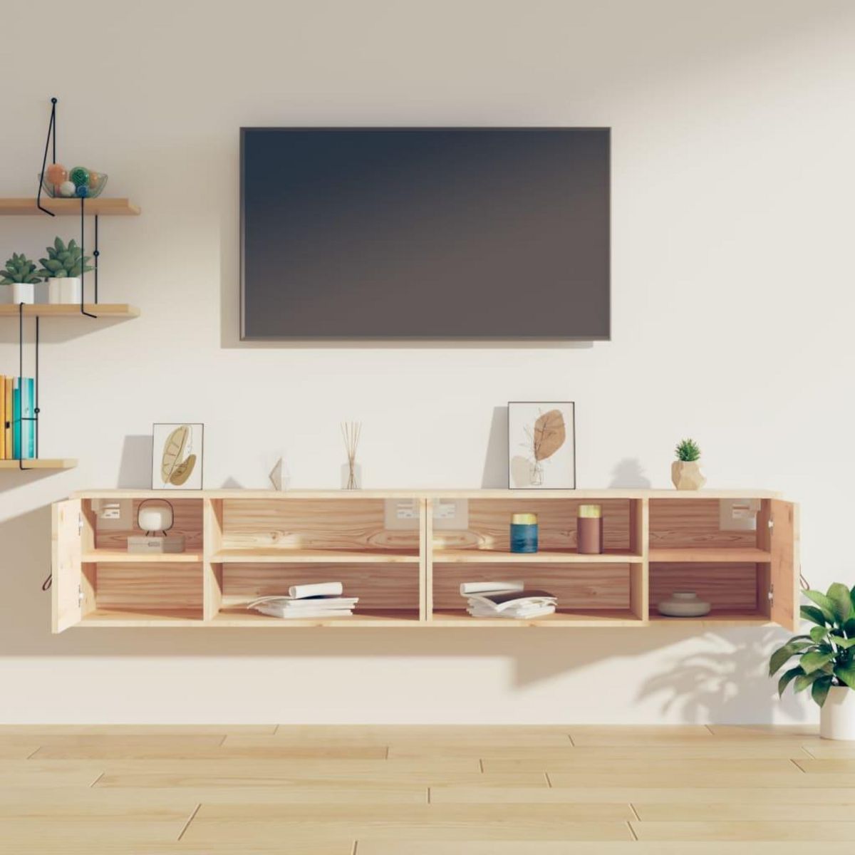 VIDAXL Armoires murales 2 pcs 80x30x30 cm Bois de pin massif