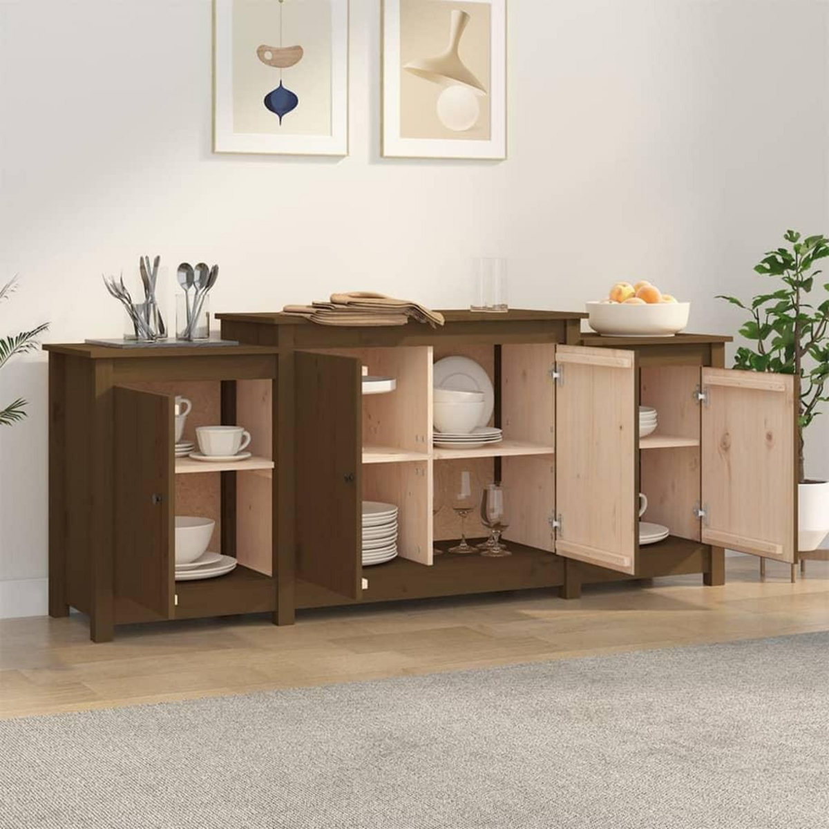 VIDAXL Buffet Marron miel 164x37x68 cm Bois massif de pin