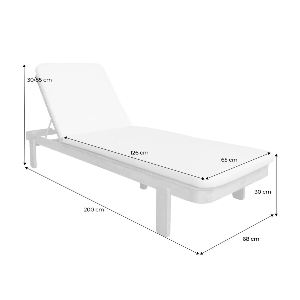 SWEEEK Bain de soleil bois d'acacia multi positions avec coussin naturel - Zenya