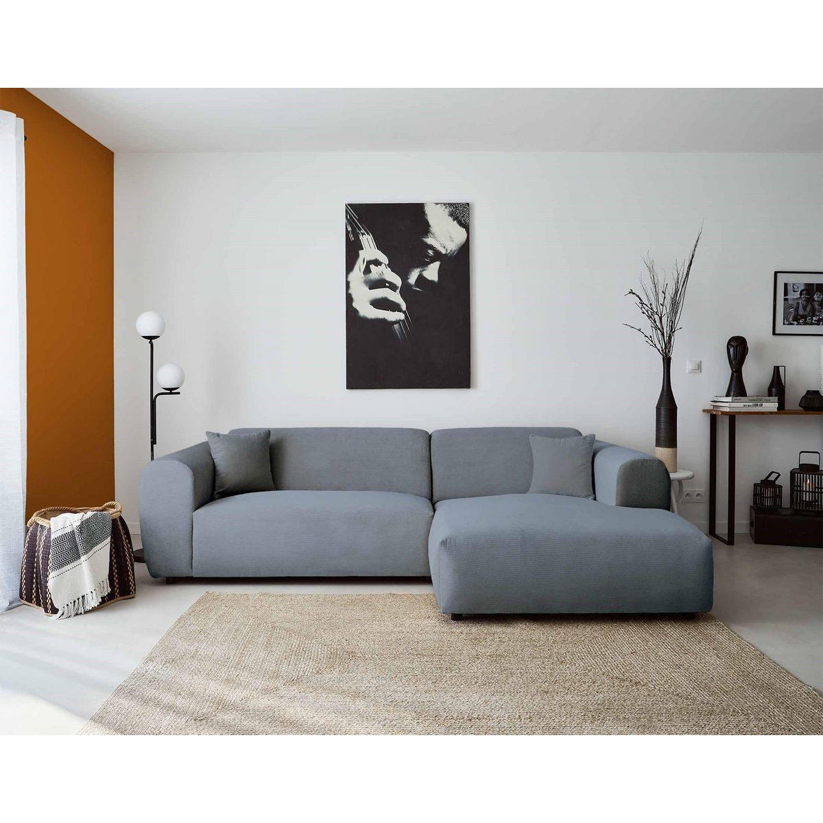 LISA DESIGN Aumance - canapé d'angle droit 4 places - en velours côtelé