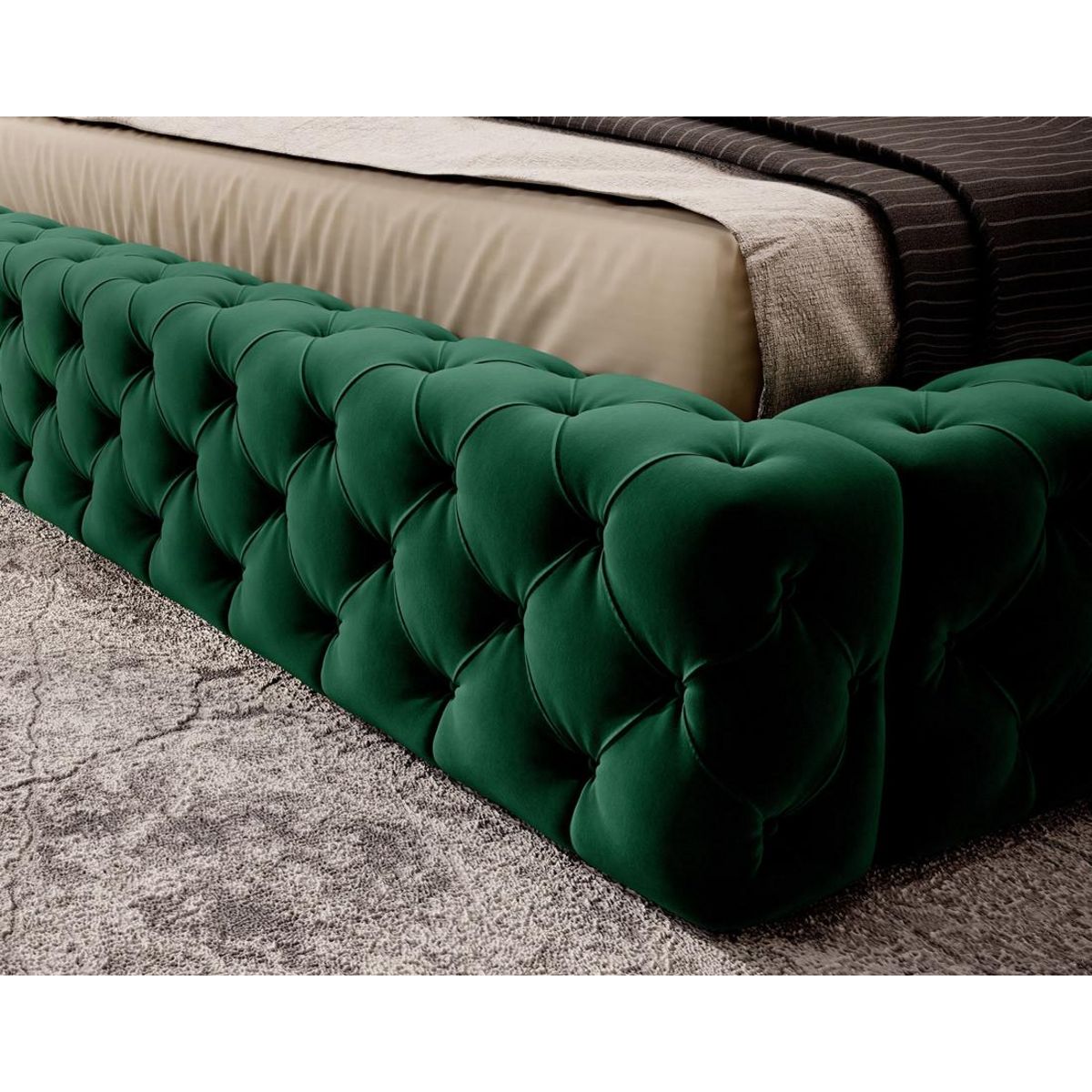 BEST MOBILIER Christiana - lit coffre - 160x200 - sommier inclus - en velours