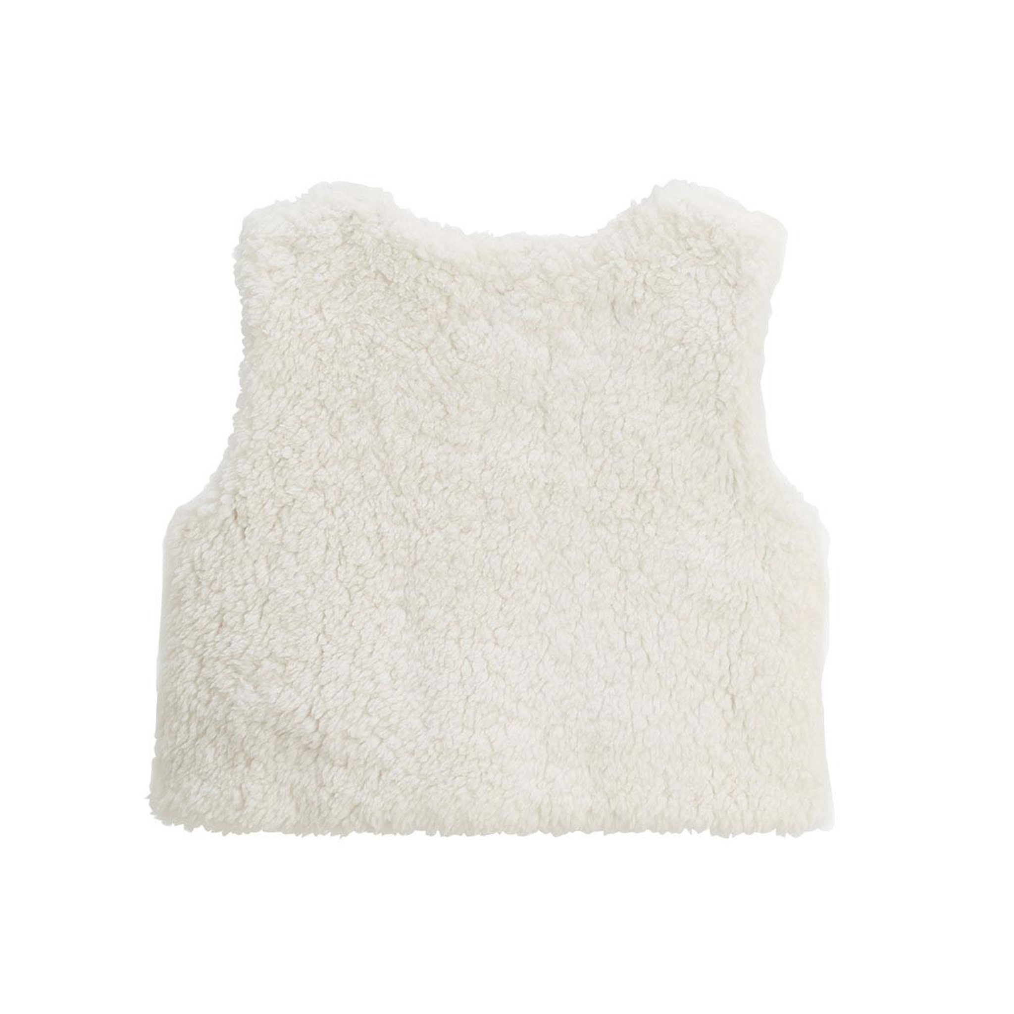 Voir la diapositive 4 : Petit Béguin Veste sans manches enfant réversible en sherpa Céleste