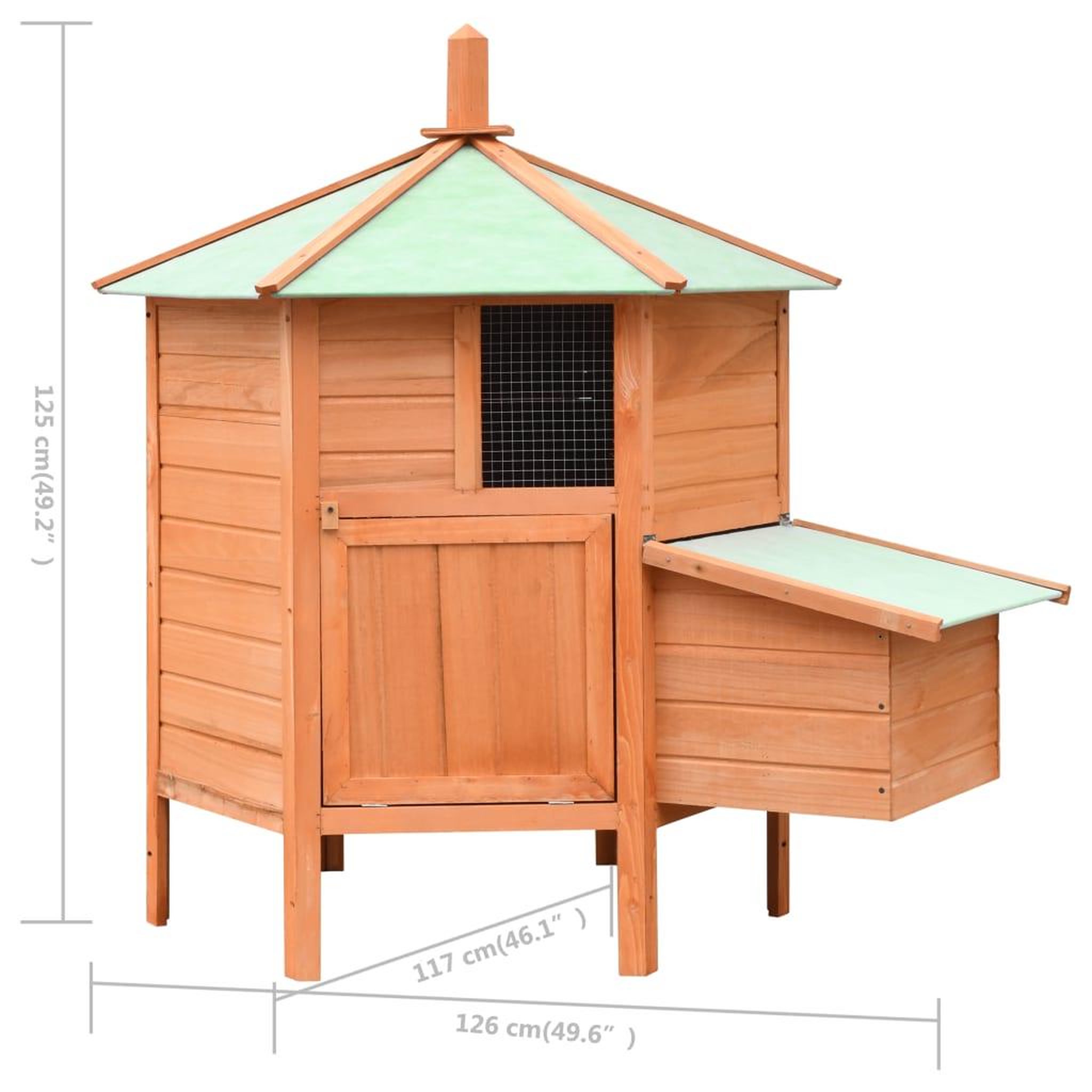 Voir la diapositive 6 : VIDAXL Poulailler bois de pin massif et sapin 126x117x125 cm