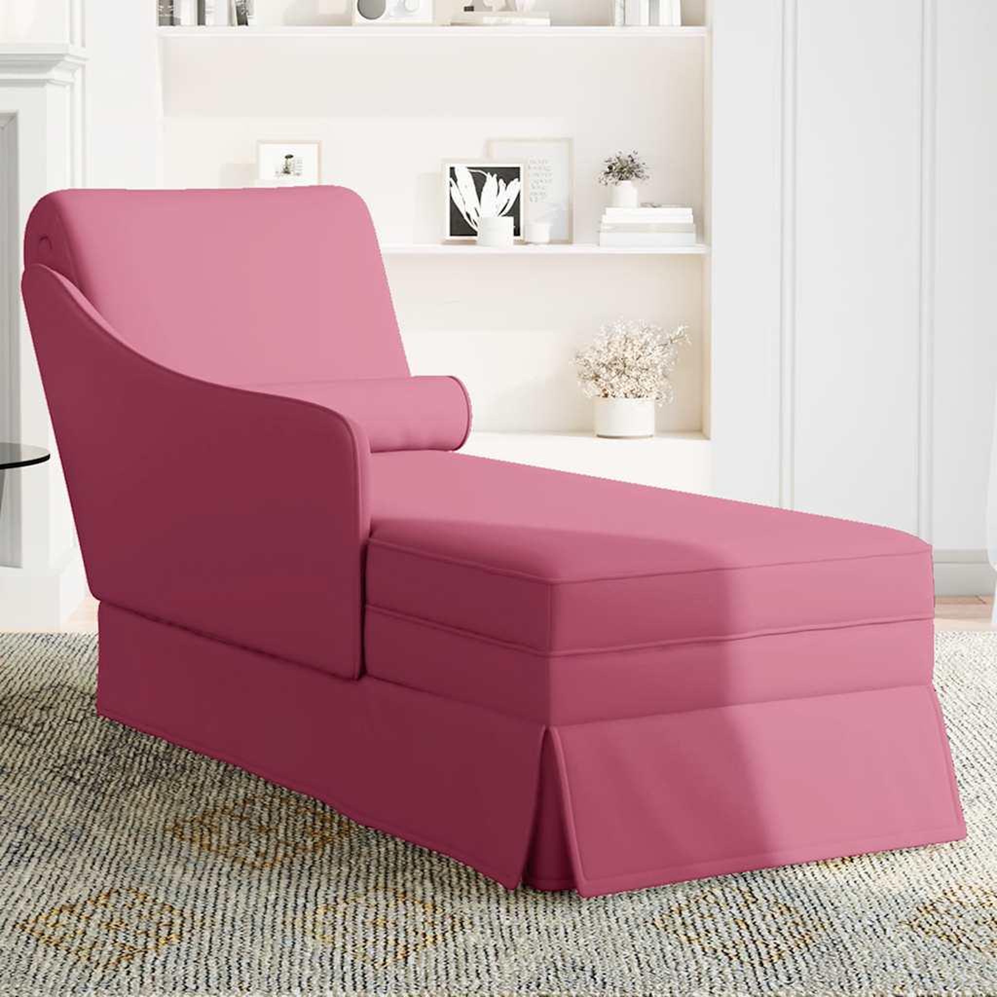 Voir la diapositive 3 : VIDAXL Fauteuil long avec traversin et accoudoir droit rouge bordeaux