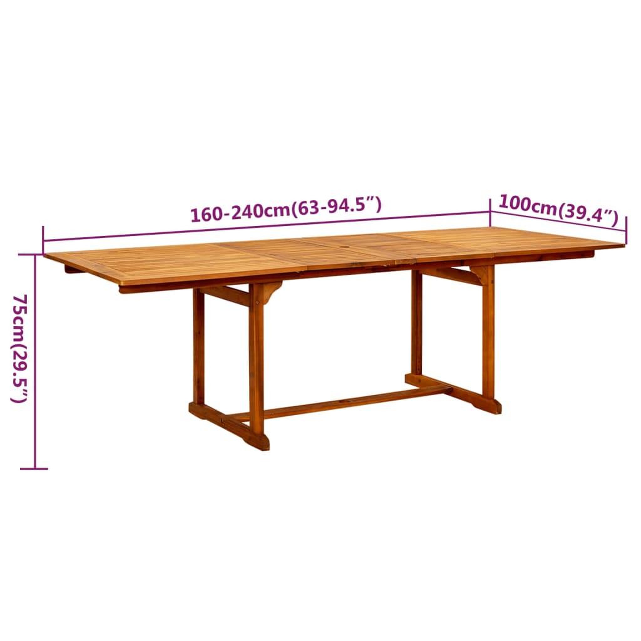 Voir la diapositive 6 : VIDAXL Ensemble a manger de jardin 9 pcs Bois d'acacia massif 160-240 cm