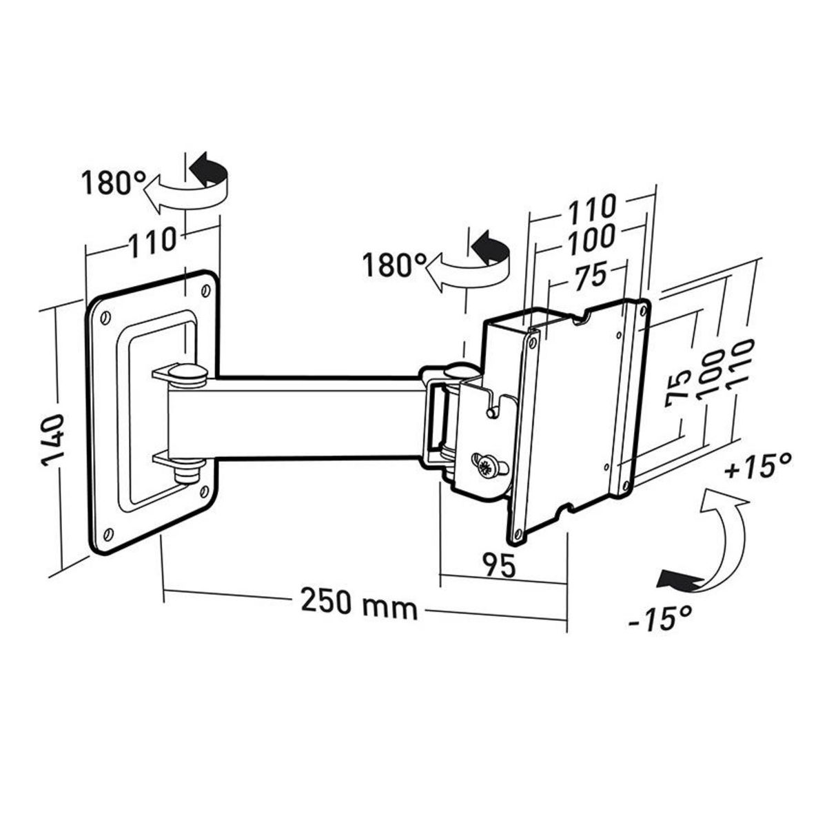 Erard Support mural inclinable/orientable pour écrans 15 à 23 - 002580