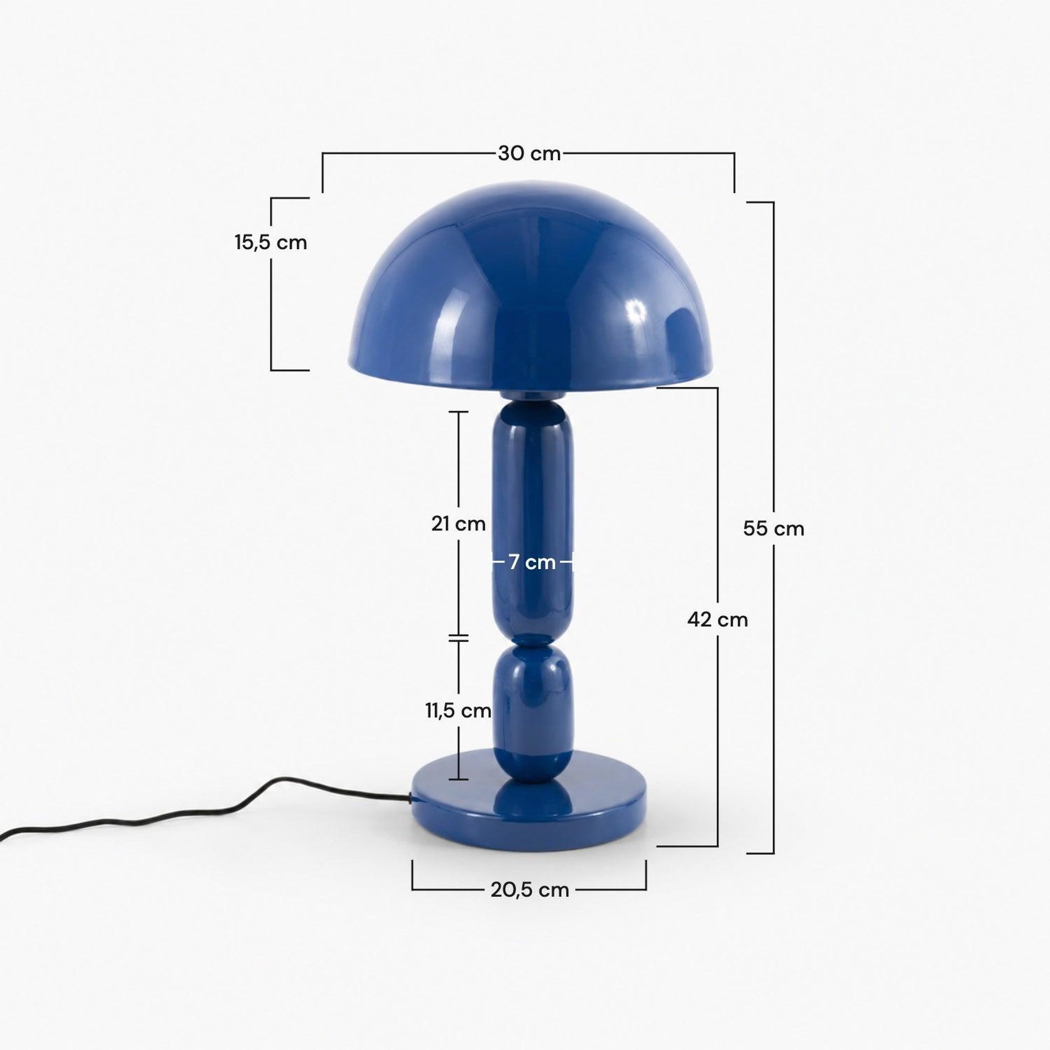 Voir la diapositive 4 : MAISON PAVANE Lampe en bois et métal bleu foncé-romy