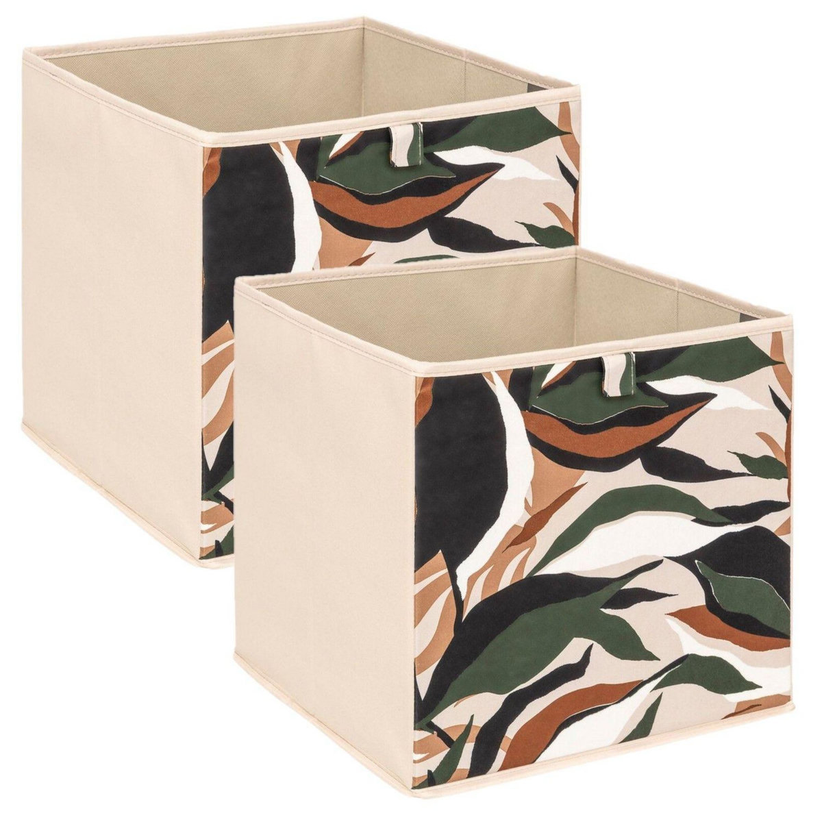 FIVE Lot de 2 boites de rangement LAURIA - L. 31 x l.31 x H. 31 cm - Beige