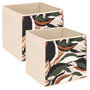 Voir la diapositive 1 : FIVE Lot de 2 boites de rangement LAURIA - L. 31 x l.31 x H. 31 cm - Beige