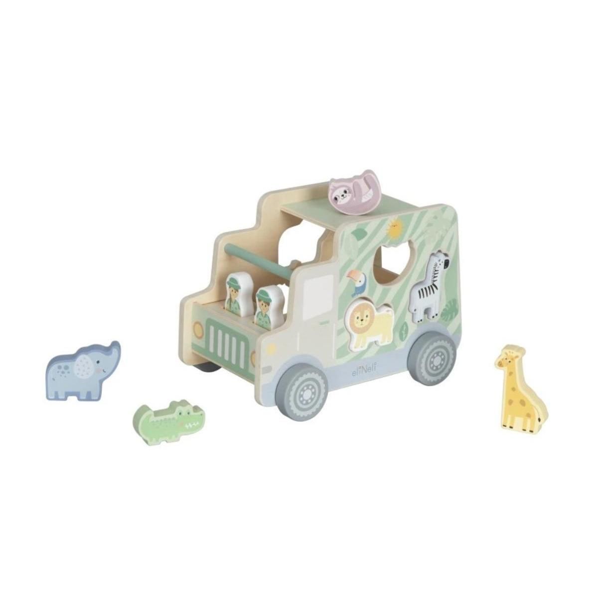 ELINELI Voiture en bois avec animaux 2 en 1