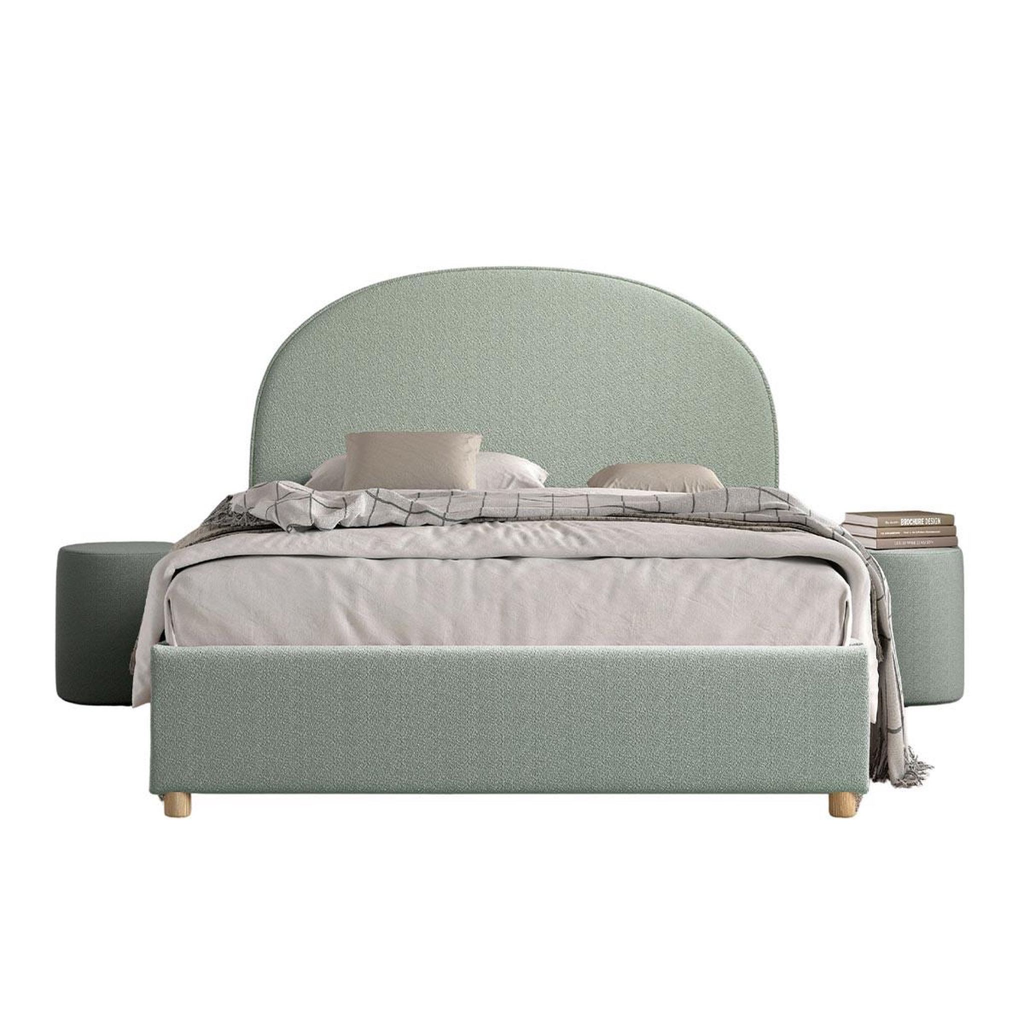 Paris Prix Pack - lit coffre adulte & 2 poufs  moon  140x200cm vert