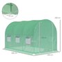 Voir la diapositive 3 : OUTSUNNY Serre de jardin tunnel surface sol 6 m² 3L x 2l x 2H m châssis tubulaire renforcé porte zippée 6 fenêtres enroulables vert