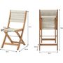 Voir la diapositive 5 : MARKET24 Set bistrot pliable en bois d'acacia FSC avec tressage en corde beige - 2 personnes - MAKENA