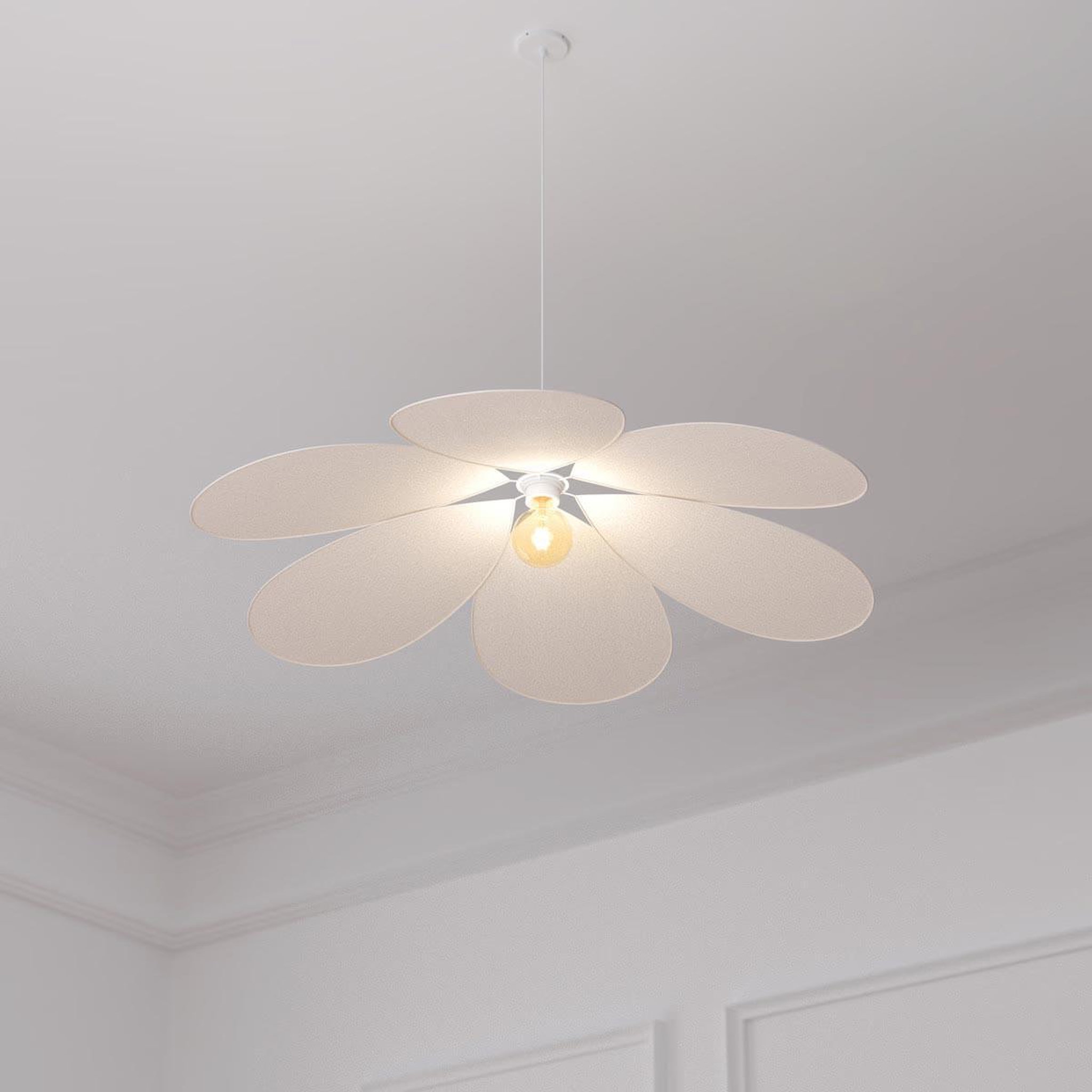 Voir la diapositive 3 : ATMOSPHERA Lampe suspension pétales  naya  72cm beige lin