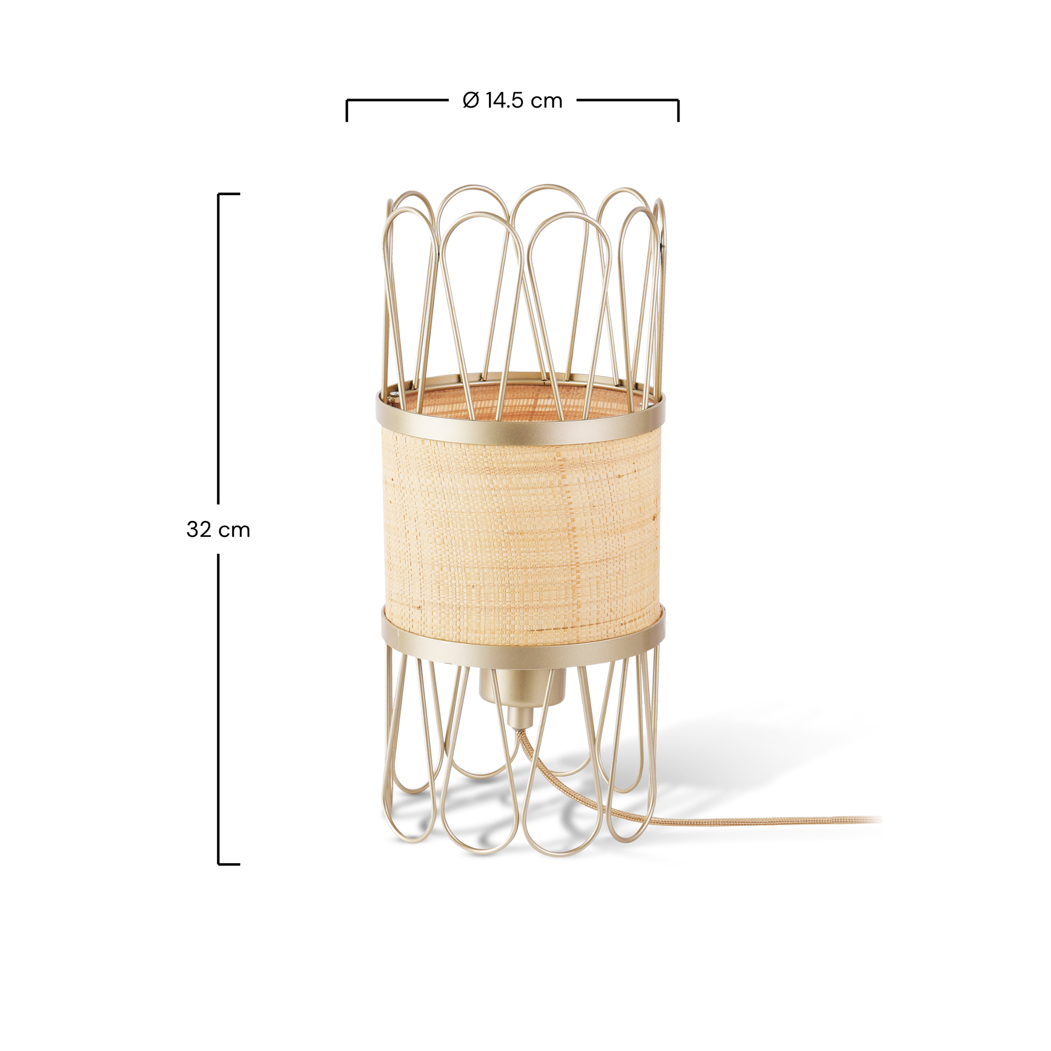 Voir la diapositive 4 : MAISON PAVANE Lampe à poser en rotin-Flore