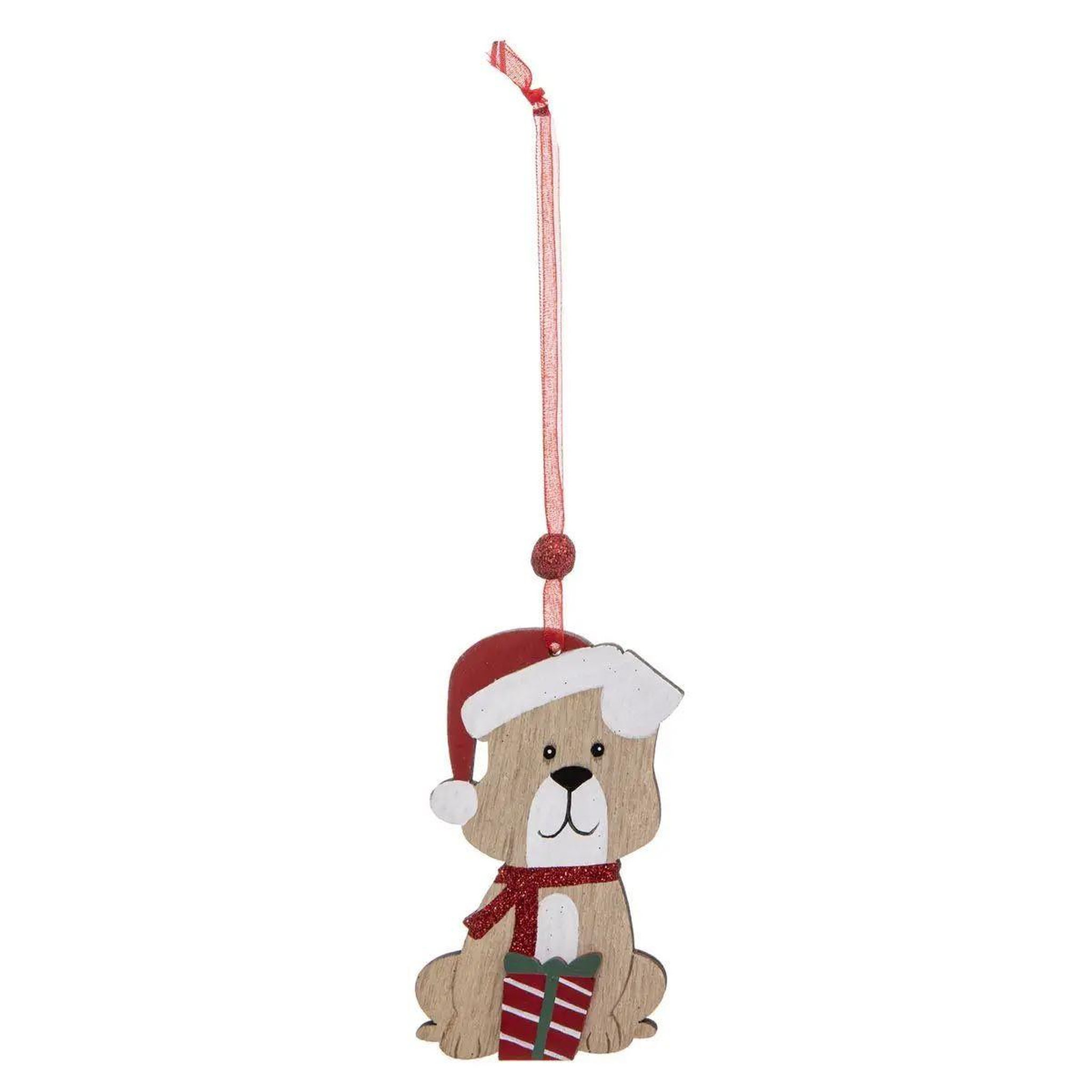 Voir la diapositive 5 : ATMOSPHERA Lot de 4 sujets de noël  chien  12cm beige & rouge
