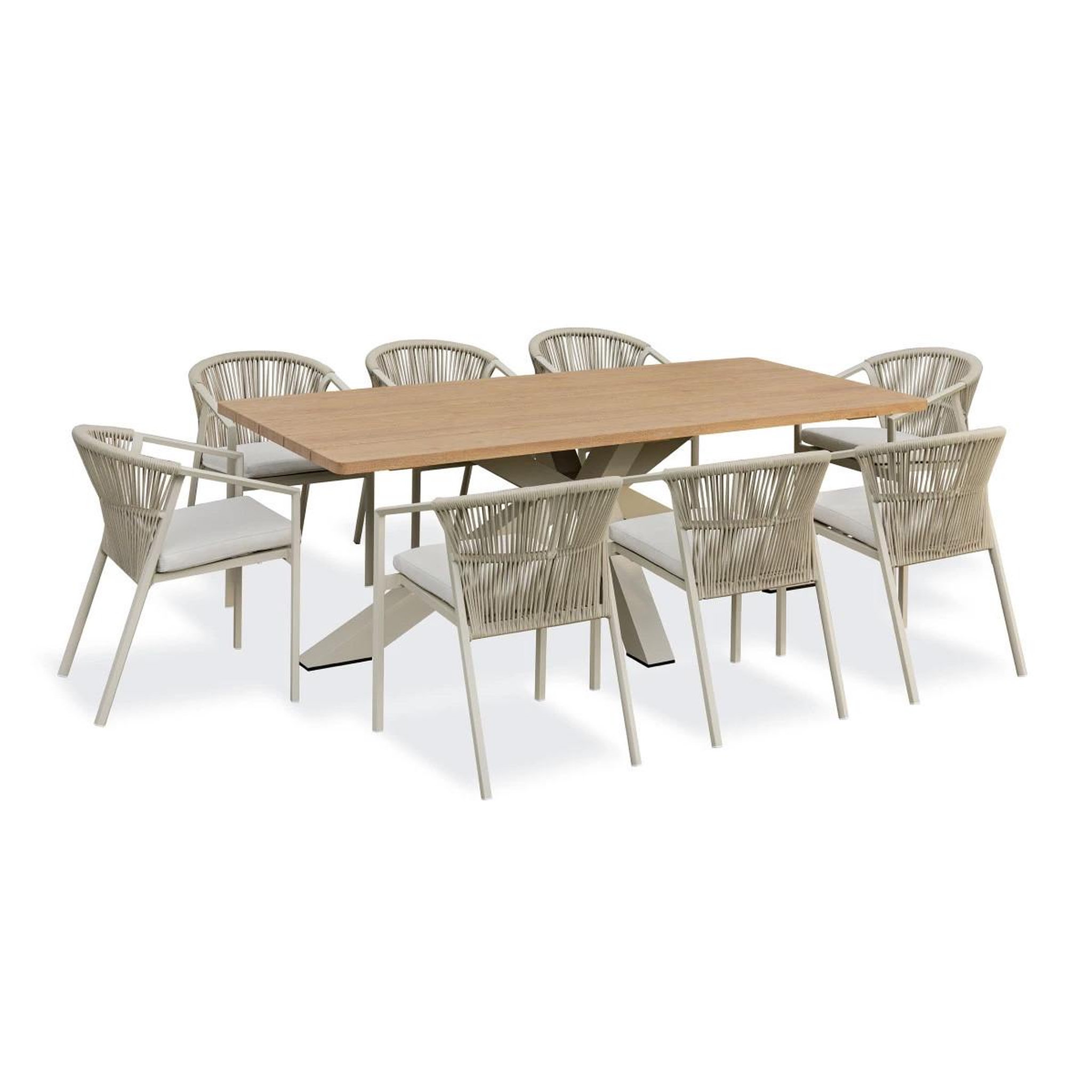 Paris Prix Ensemble table de jardin & 8 fauteuils  kelia & gambi  220cm grège
