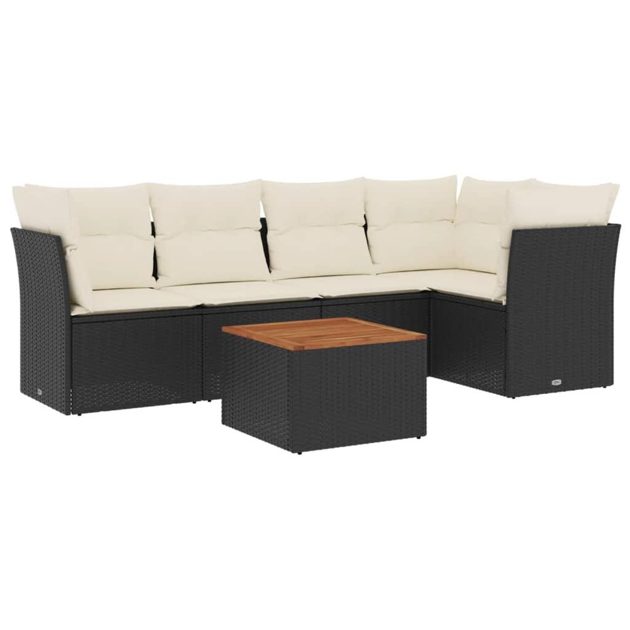 Voir la diapositive 2 : VIDAXL Salon de jardin 6 pcs avec coussins noir resine tressee