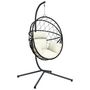 Voir la diapositive 2 : VIDAXL Chaise suspendue en forme d'œuf et support beige rotin et acier