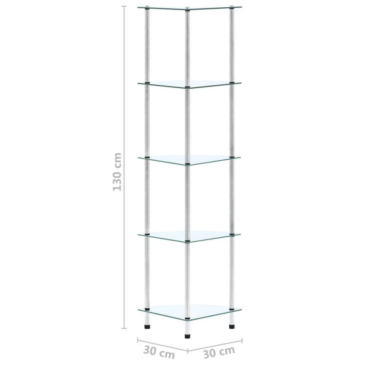 VIDAXL Etagere 5 niveaux Transparent 30x30x130 cm Verre trempe