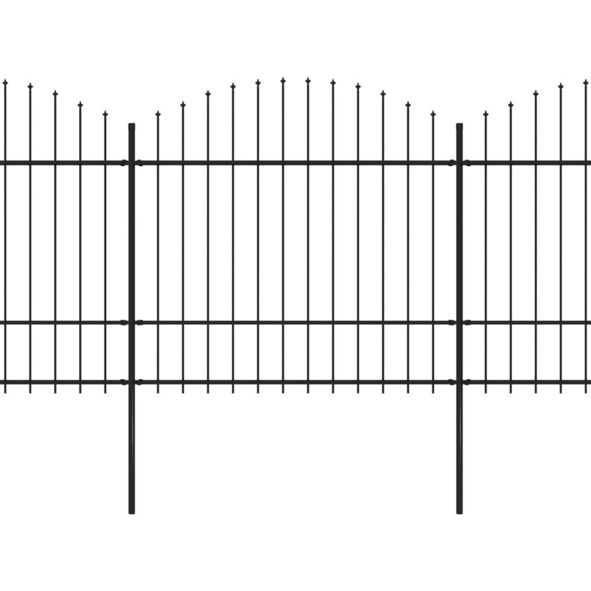 VIDAXL Cloture de jardin a dessus en lance Acier (1,5-1,75)x13,6m Noir