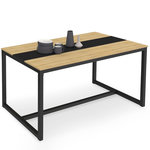 ID MARKET Table à manger rectangle DOVER 8 personnes bande centrale noire design industriel 150 cm