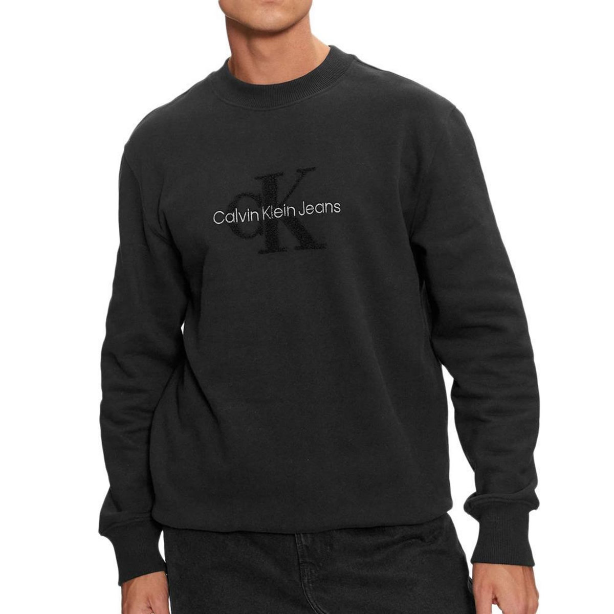 CALVIN KLEIN JEANS Sweat Noir Homme Calvin Klein Jeans Chenille Monologo