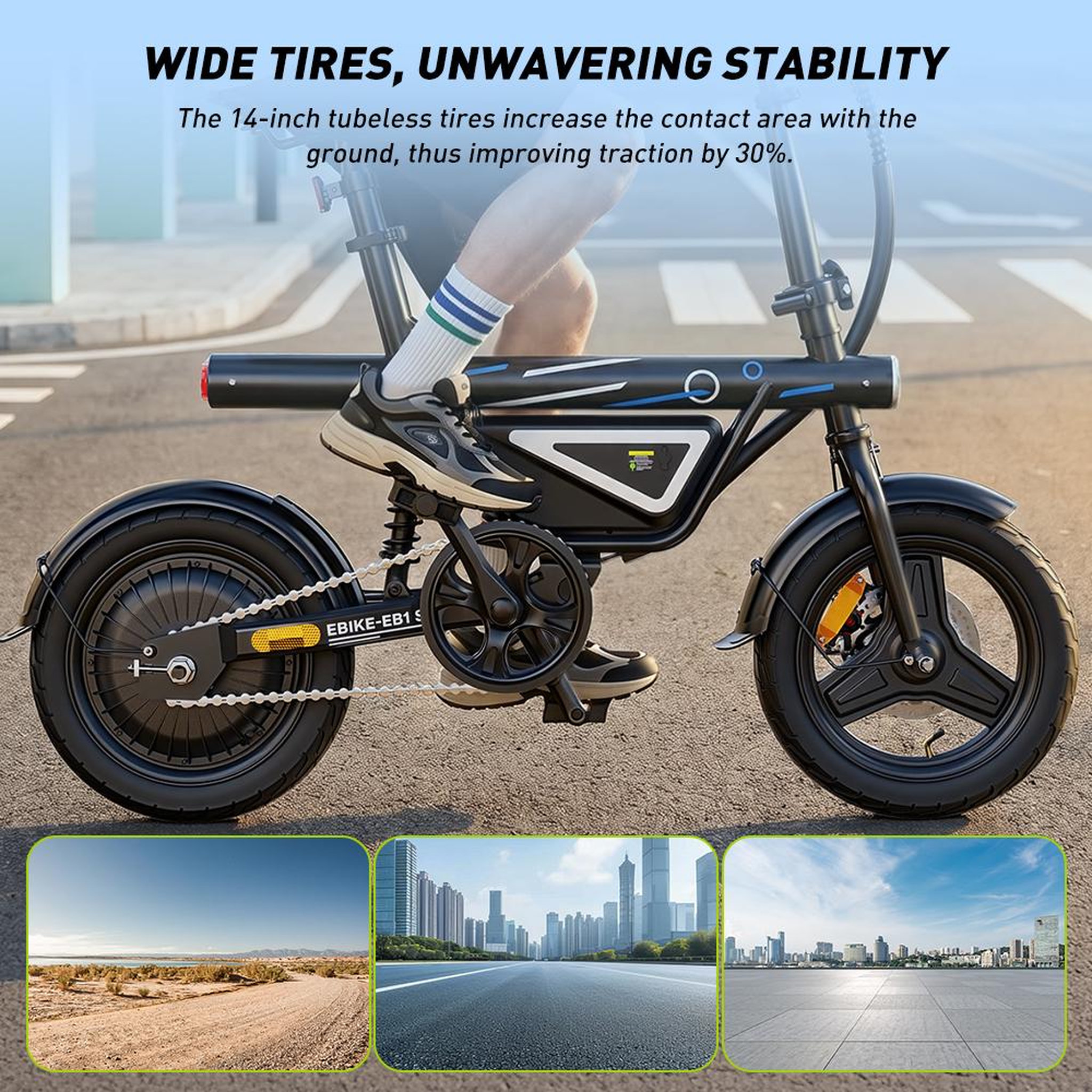 Voir la diapositive 5 : ISCOOTER iScooter EB1S Vélo électrique pliant 14  250 W 50 km en ville avec application, noir