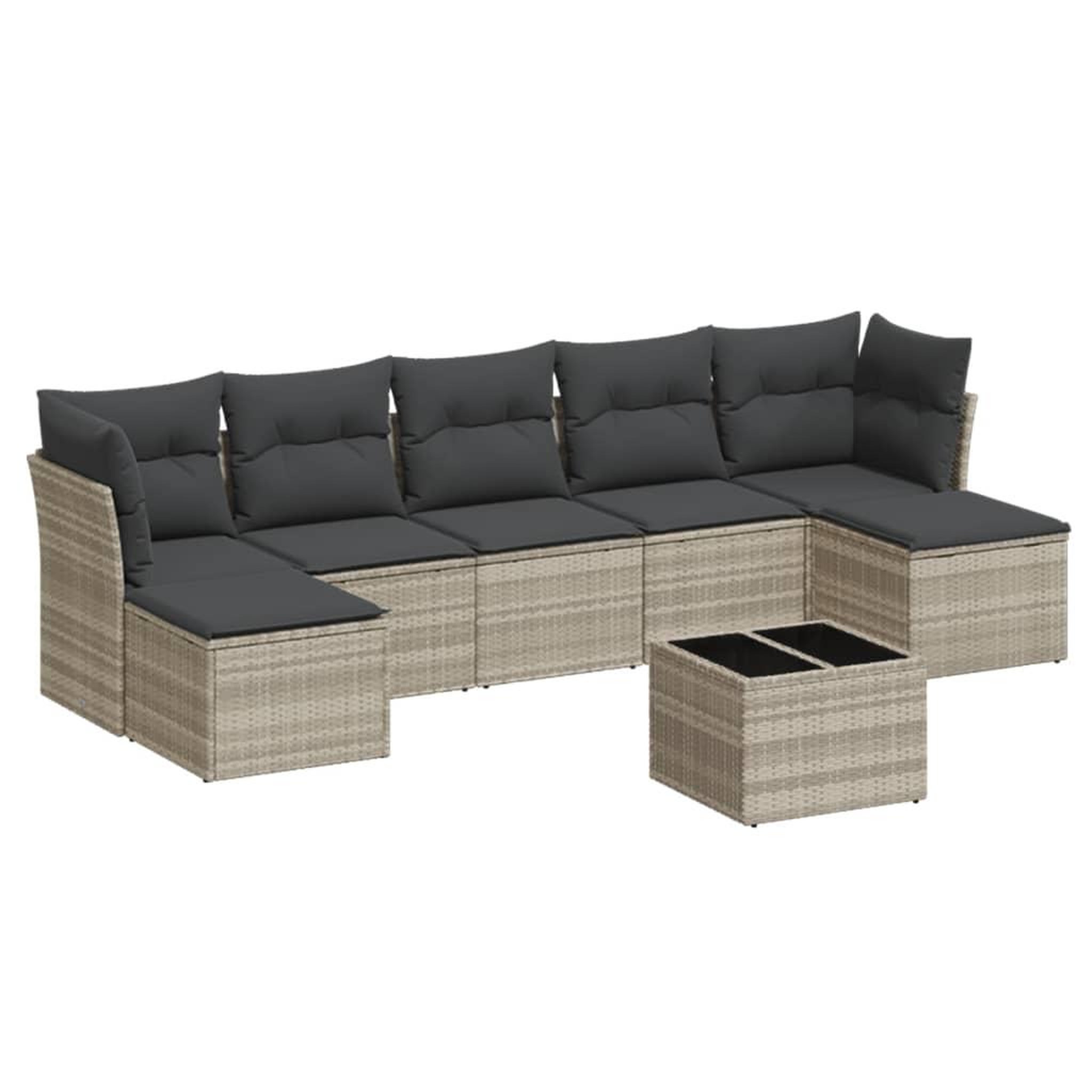 Voir la diapositive 2 : VIDAXL Salon de jardin 8 pcs avec coussins gris clair resine tressee