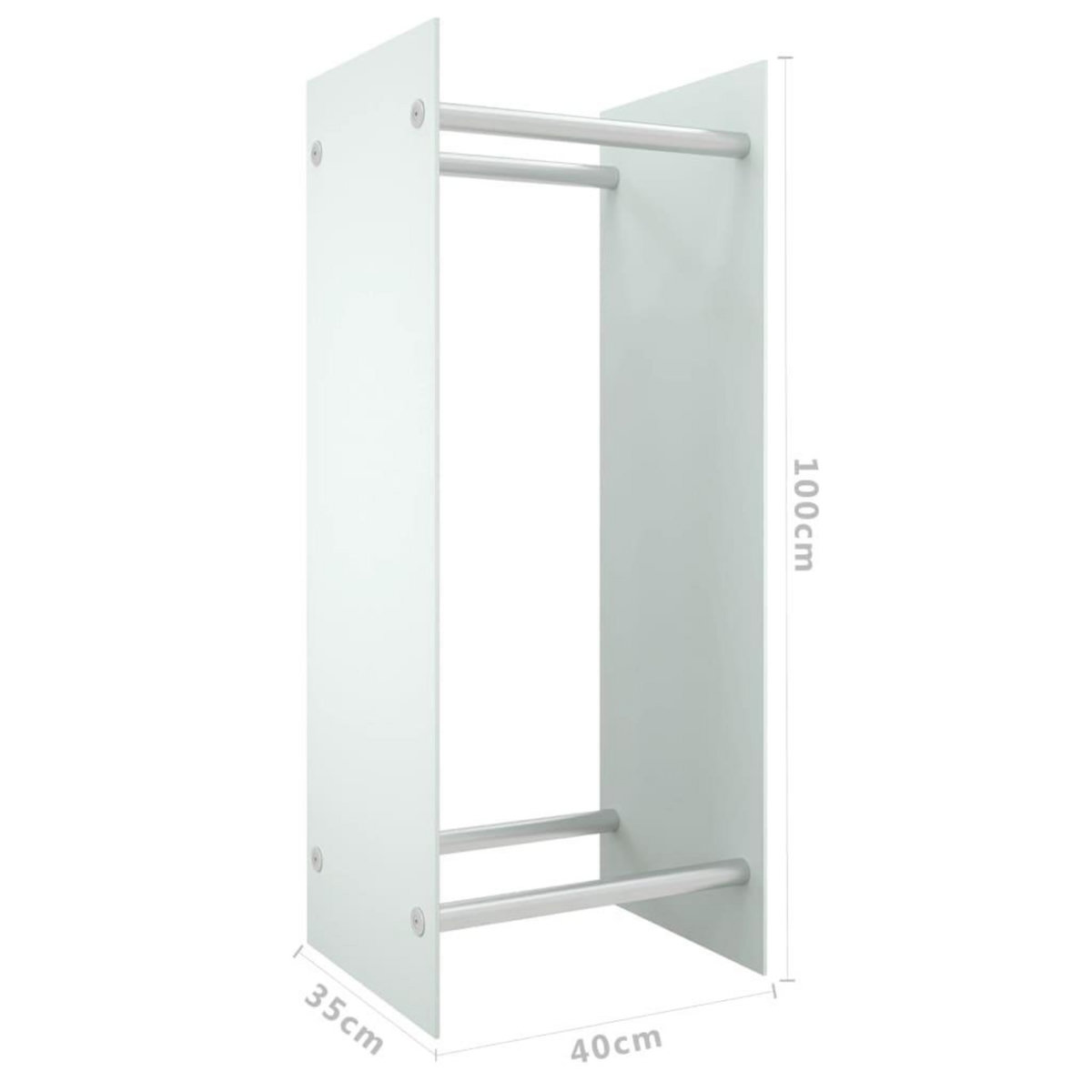 VIDAXL Portant de bois de chauffage Blanc 40x35x100 cm Verre trempe