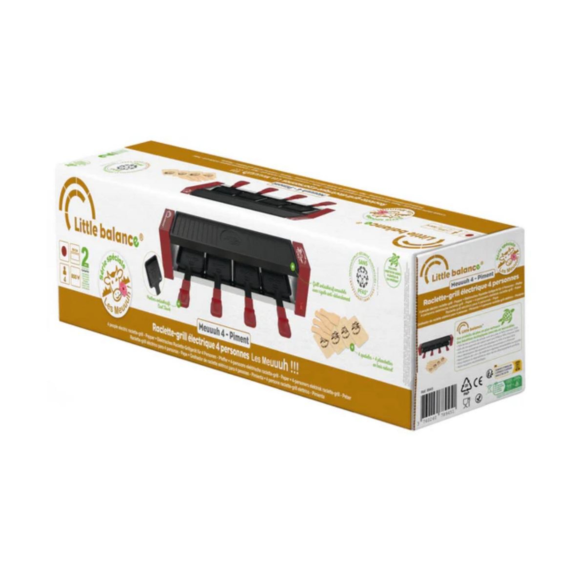 Voir la diapositive 4 : LITTLE BALANCE Appareil à raclette+grill 4 personnes 800w - 8945