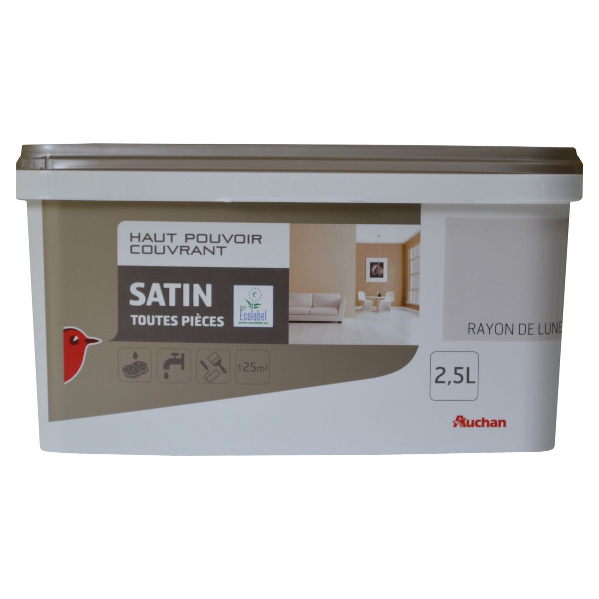 AUCHAN Peinture murale satin couleur rayon de lune 