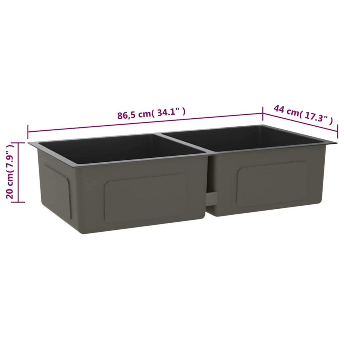 VIDAXL Evier de cuisine fait main Noir Acier inoxydable