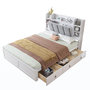 Voir la diapositive 1 : MERAX Lit avec rangement 140x200cm bois et mdf coloris blanc
