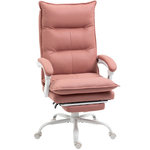 VINSETTO Fauteuil de bureau massant chauffant inclinable réglable repose-pieds rétractable microfibre rose