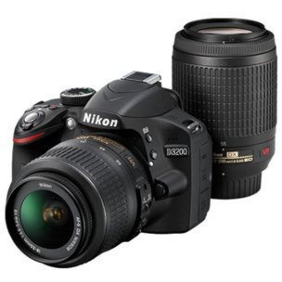 NIKON D3200 + 18-55 VR II + 55-200 VR - Noir - Appareil photo reflex