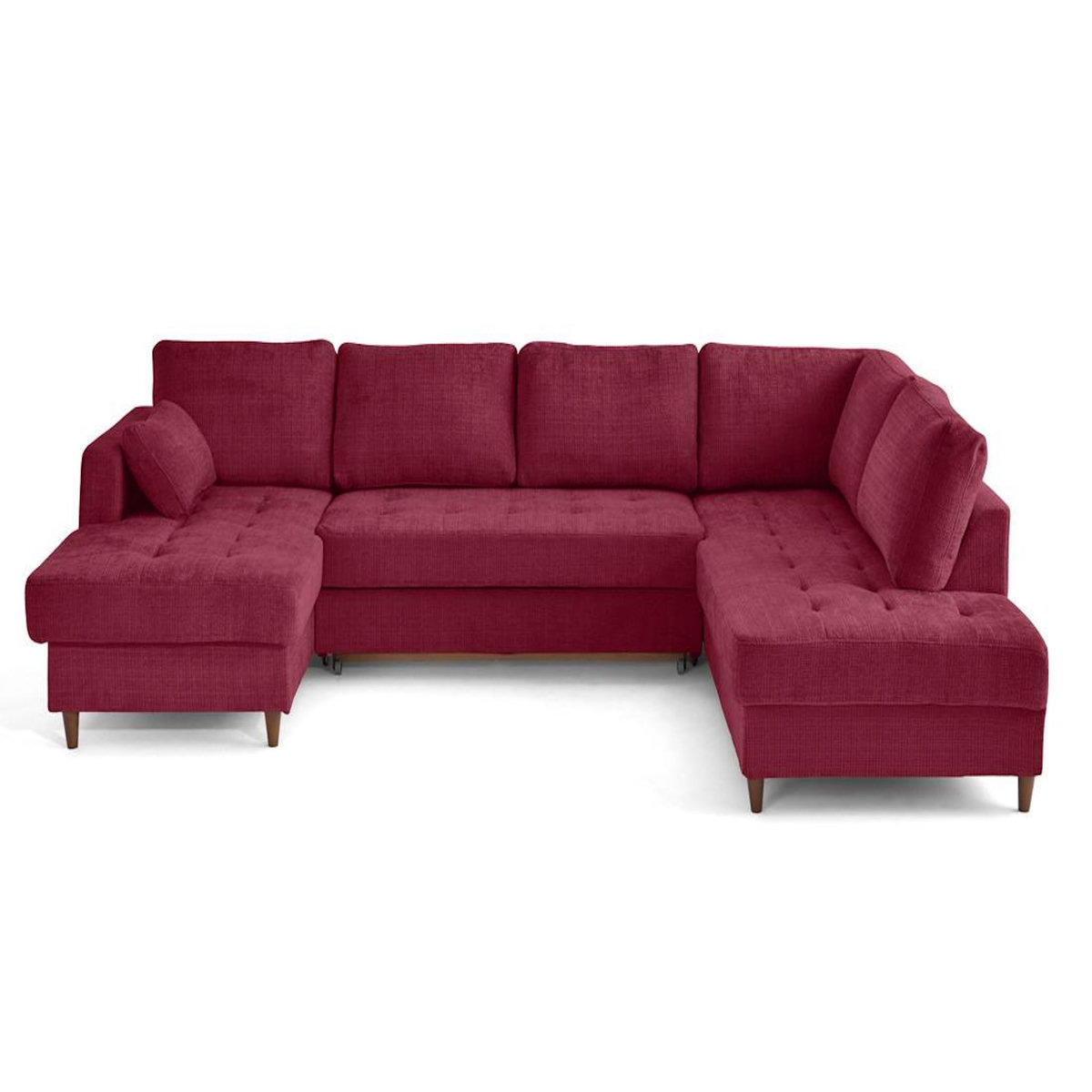 LISA DESIGN Anna - canapé panoramique d'angle droit 7 places convertible avec coffre en velours texturé