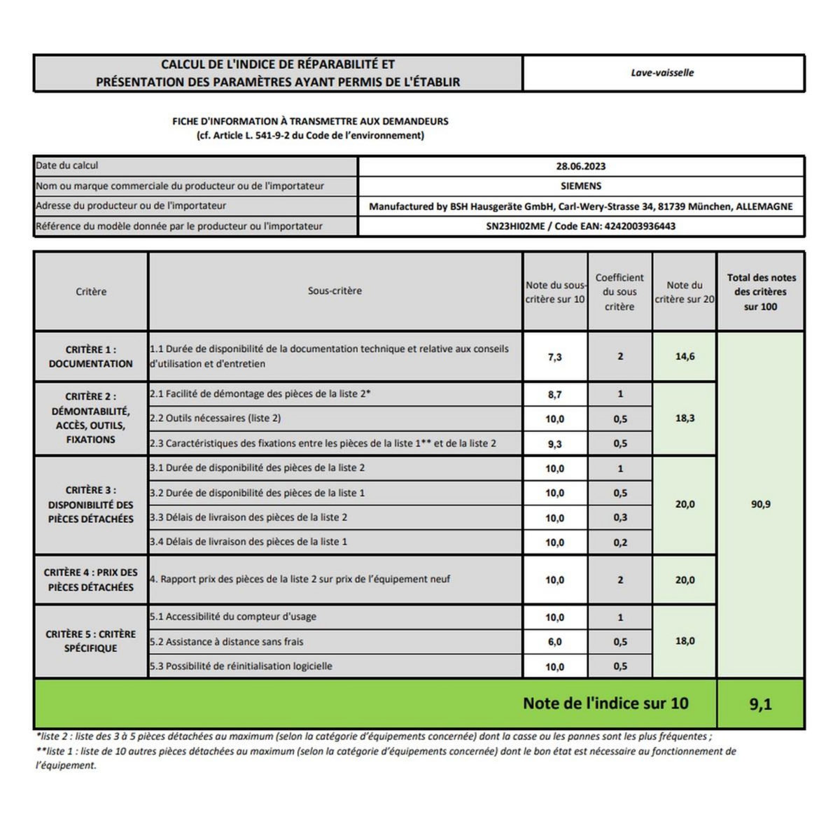 Siemens Lave-vaisselle 60cm 14 couverts 42db inox - SN23HI02ME