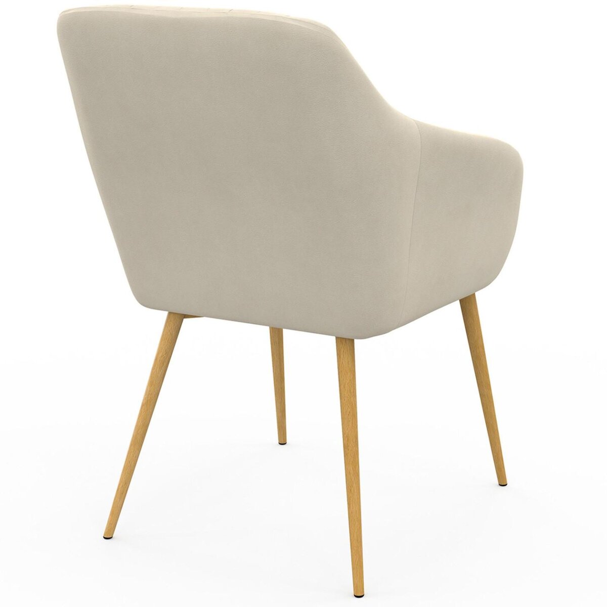 ID MARKET Lot de 2 chaises de salle à manger, fauteuils de table JANY matelassées velours beige pieds effet bois