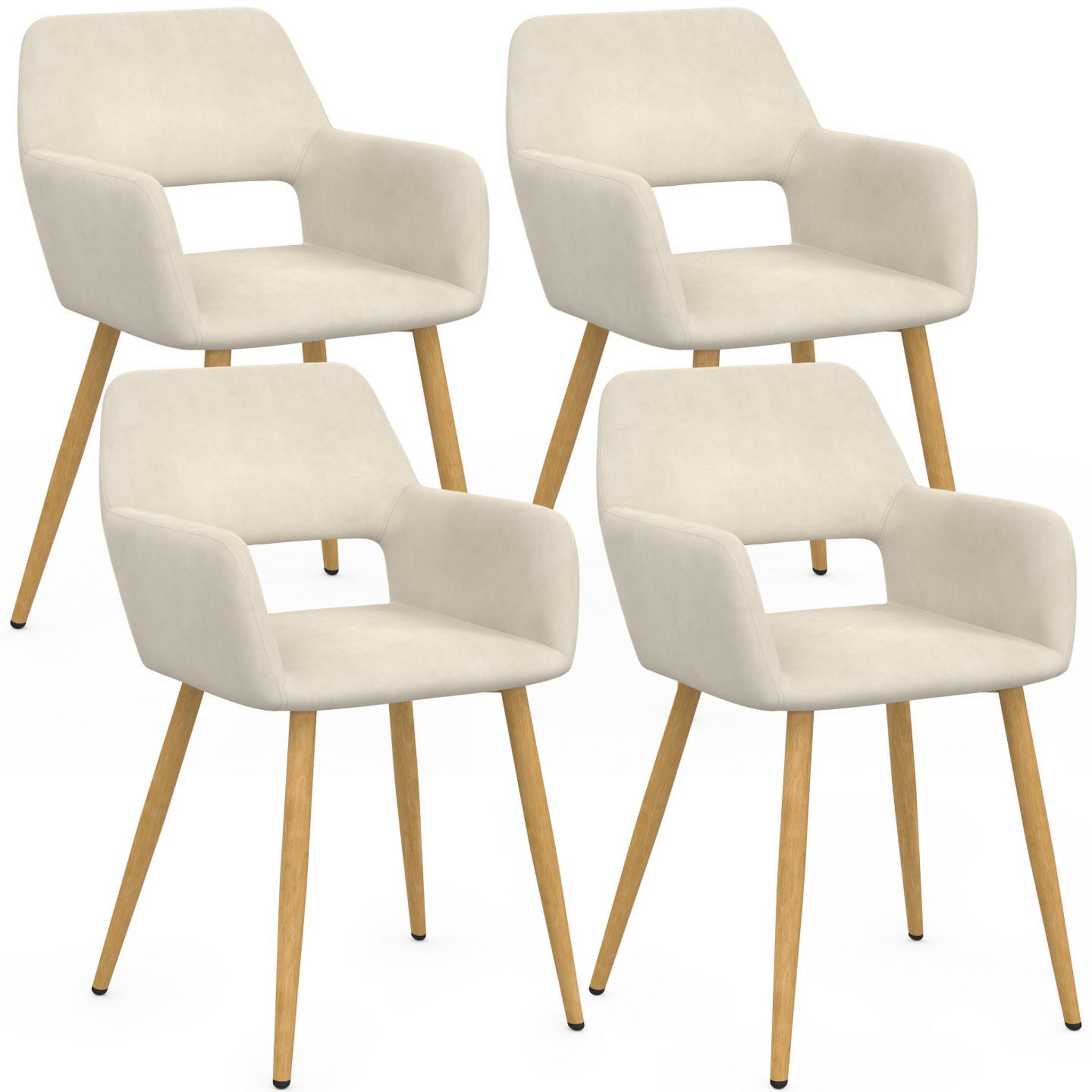 ID MARKET Lot de 4 chaises de salle à manger, fauteuils de table holy en velours beige