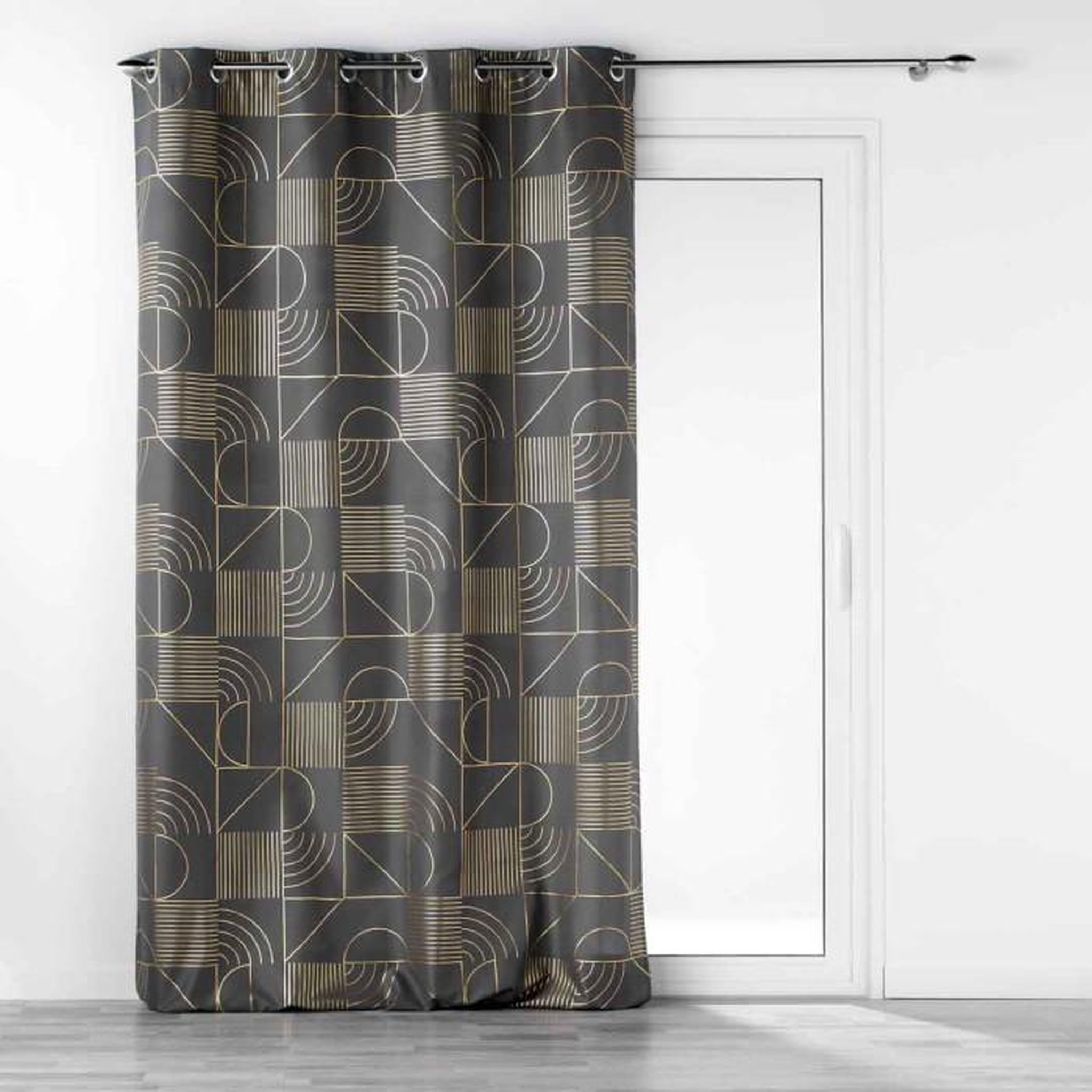 Voir la diapositive 1 : Paris Prix Rideau à Œillets Imprimé  Lineor  140x260cm Anthracite