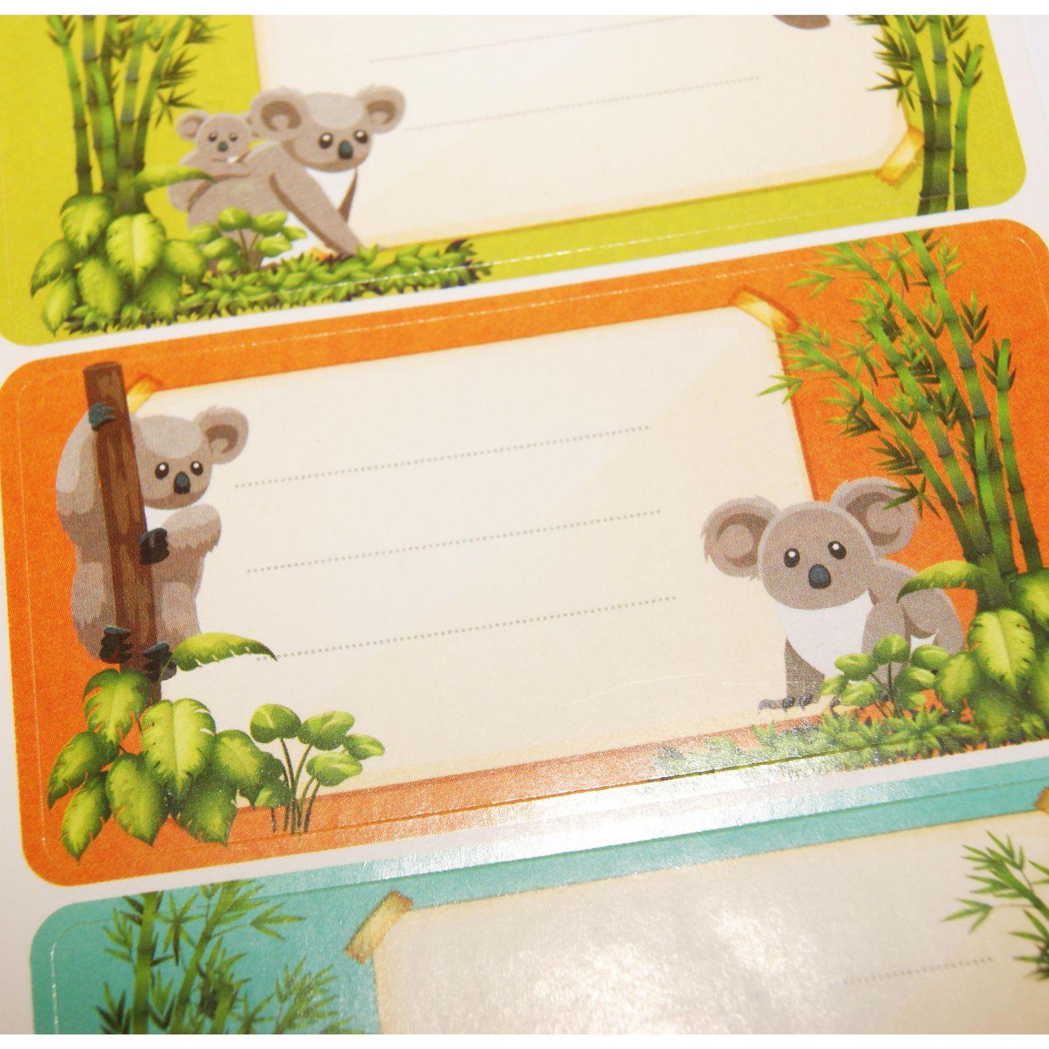 GLOBAL GIFT 12 étiquettes adhésives scolaires - Rectangle - Koalas