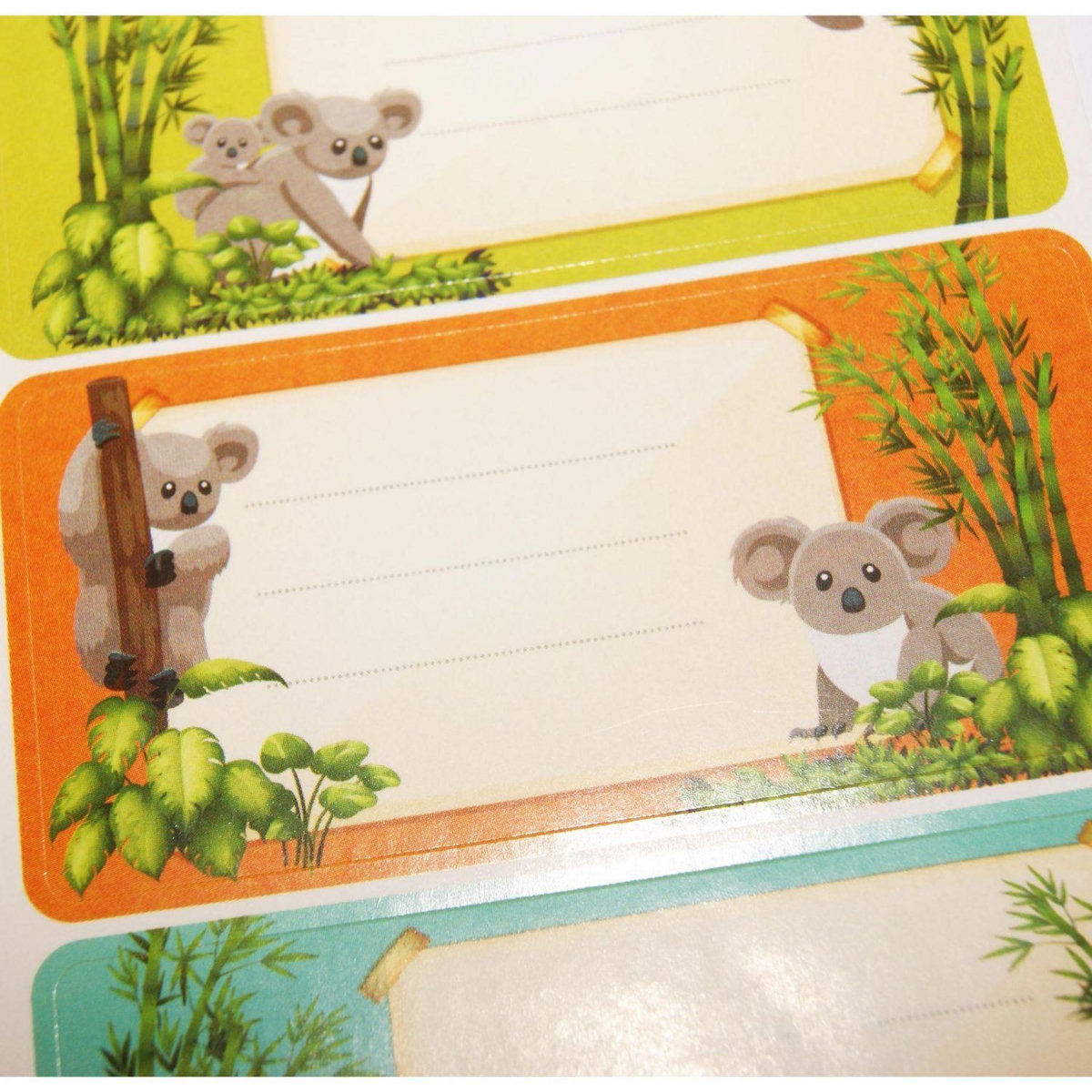 GLOBAL GIFT 12 étiquettes adhésives scolaires - Rectangle - Koalas