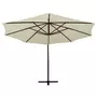 VIDAXL Parasol suspendu avec mat en bois 350 cm Blanc sable