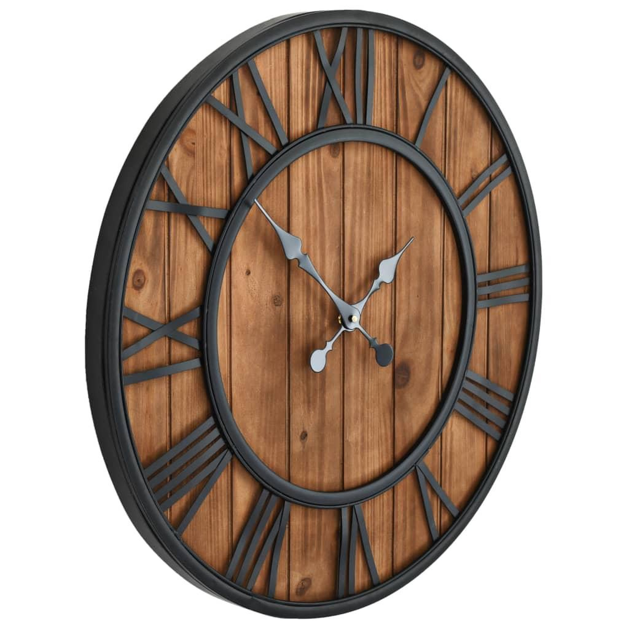 Voir la diapositive 3 : VIDAXL Horloge murale vintage a quartz bois et metal 60 cm xxl